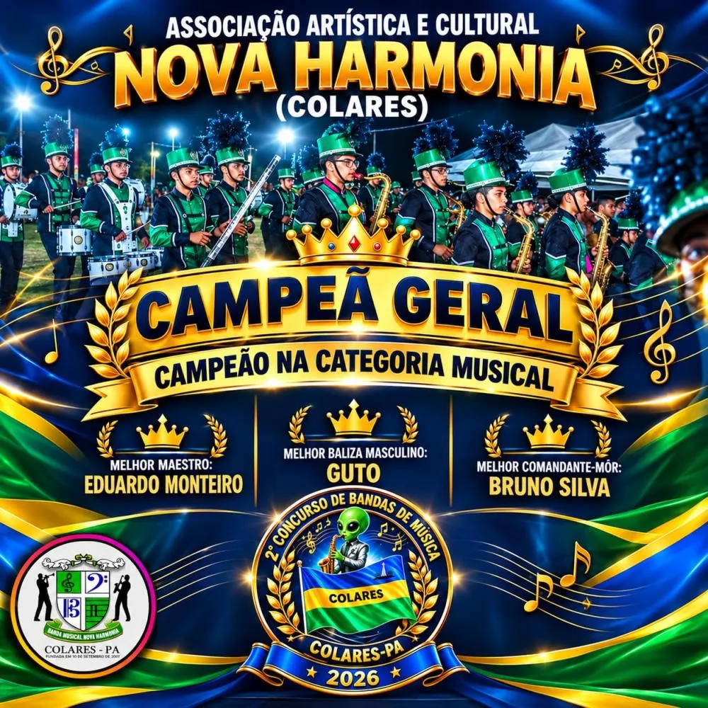 Nova Harmonia faz história em Colares e conquista o título do 2º Concurso de Bandas de Música de Colares